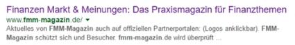 SEO Beispiel FMM Magazin