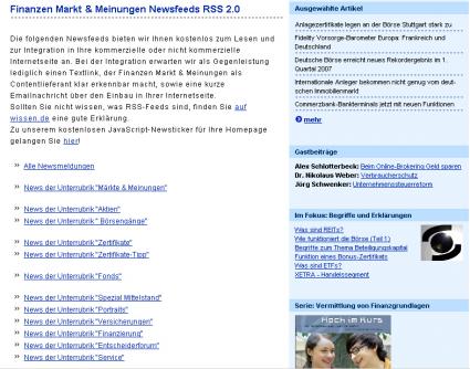 Newsfeeds via RSS