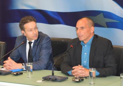 Jeroen Dijsselbloem und Yanis Varoufakis