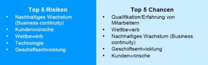 Abbildung 1: Die aus Sicht der weltweiten Studienteilnehmer bedeutendsten Risiken und Chancen