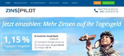 Zinspilot Deposit Solutions Webseite