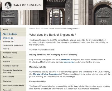 Bank of England Screen