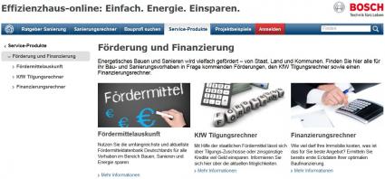 Bosch Effizenzhaus online Übersicht Förderprogramme