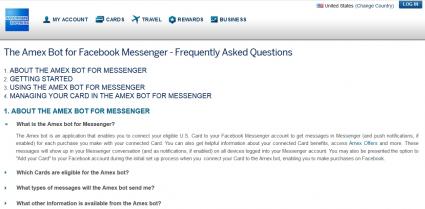 American Express Chatbot Facebook Messenger